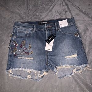 Express embellished cut off high rise jean short 6